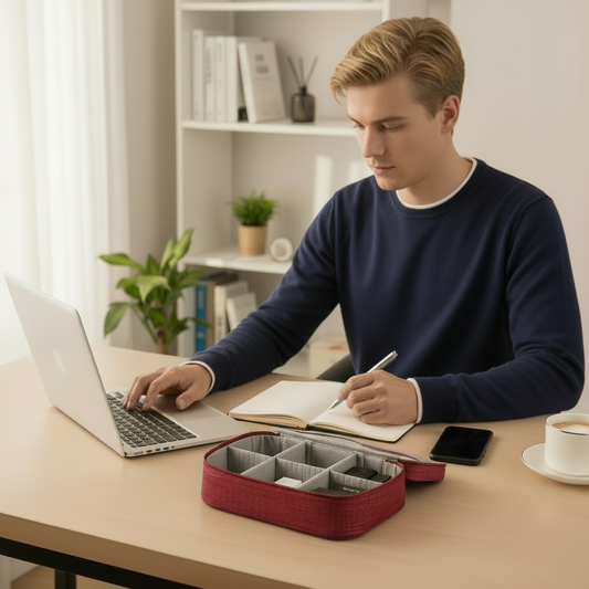 Pochette de rangement électronique pour accessoires de télétravail