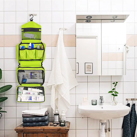 Trousse de toilette suspendue de voyage grande capacité en tissu Oxford imperméable