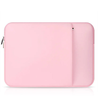 Étui en néoprène rose pour ordinateur portable - Vue complète avec fermeture sécurisée