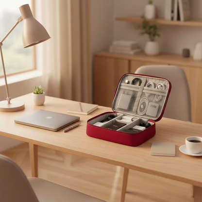 Étui de rangement tech à compartiments pour accessoires informatiques