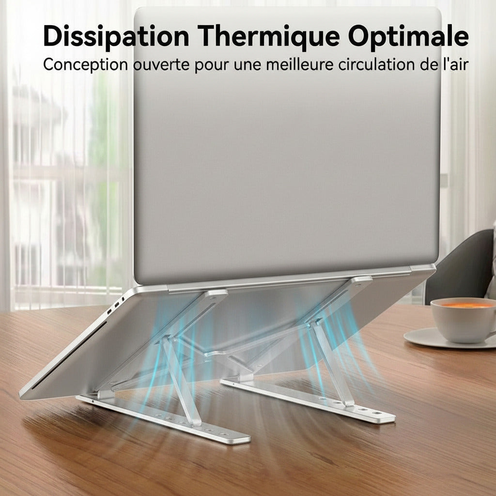 Support ergonomique en aluminium pour poste de travail mobile