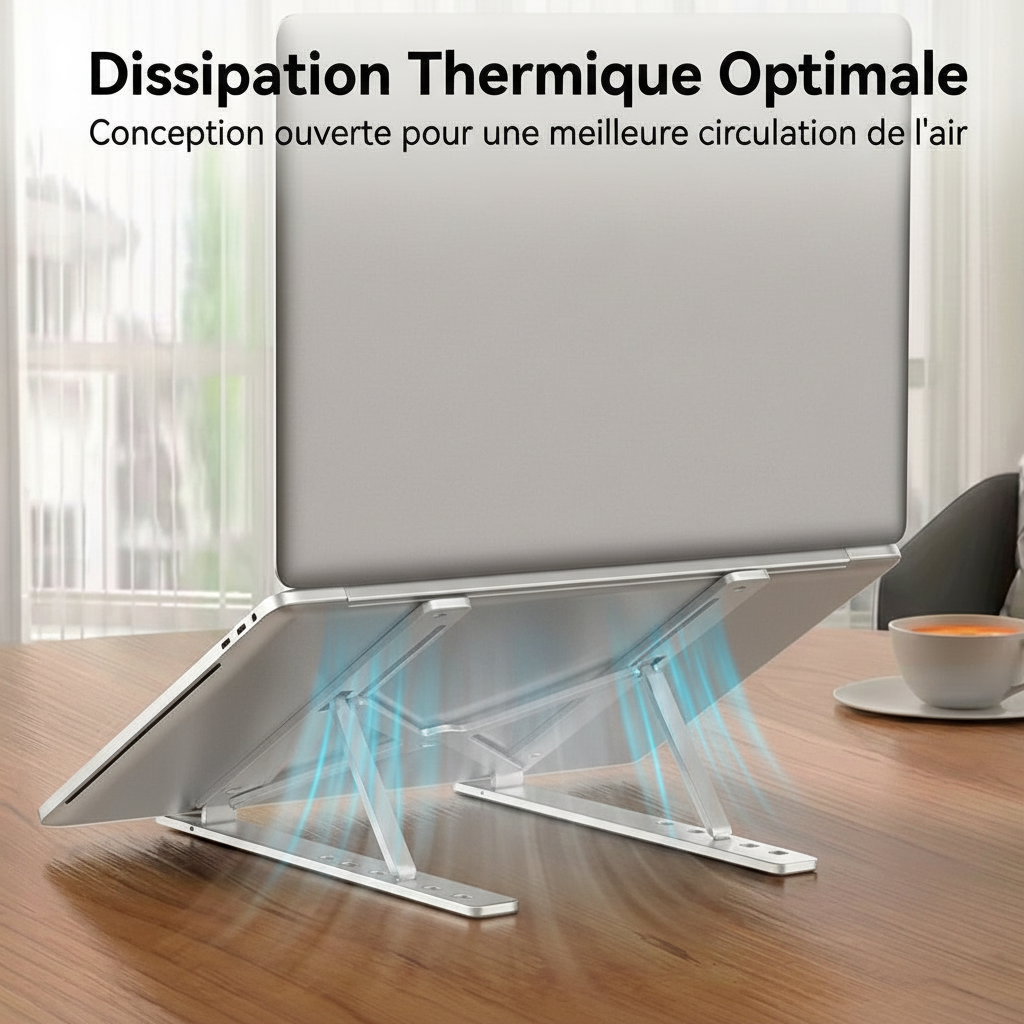 Support ergonomique en aluminium pour poste de travail mobile