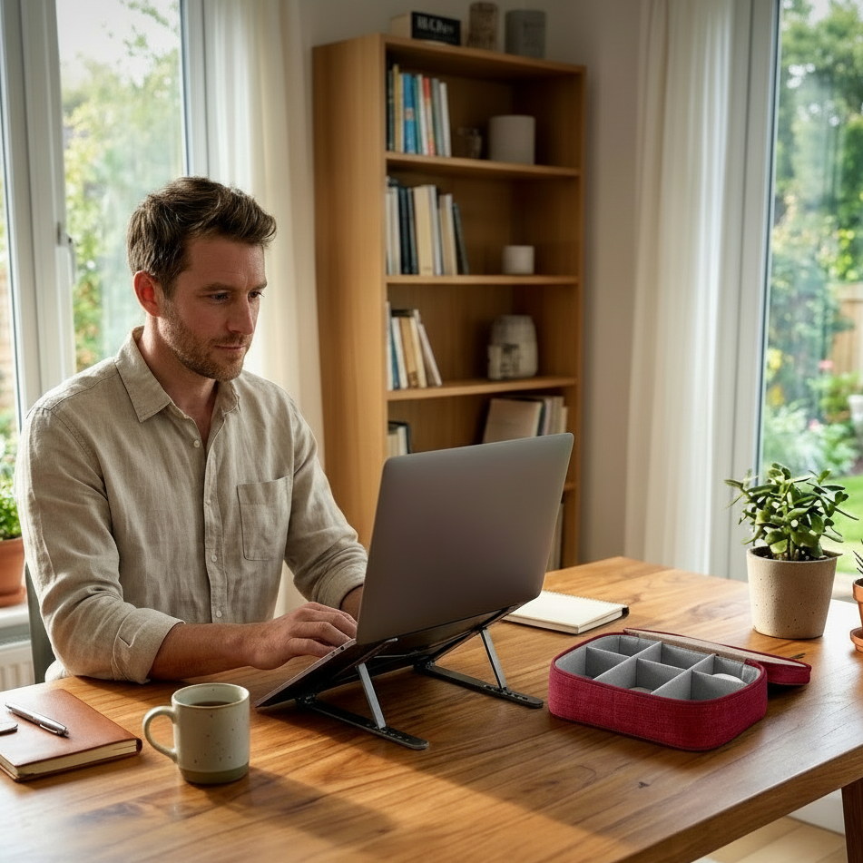 Accessoire ergonomique pour réduire les douleurs cervicales en télétravail