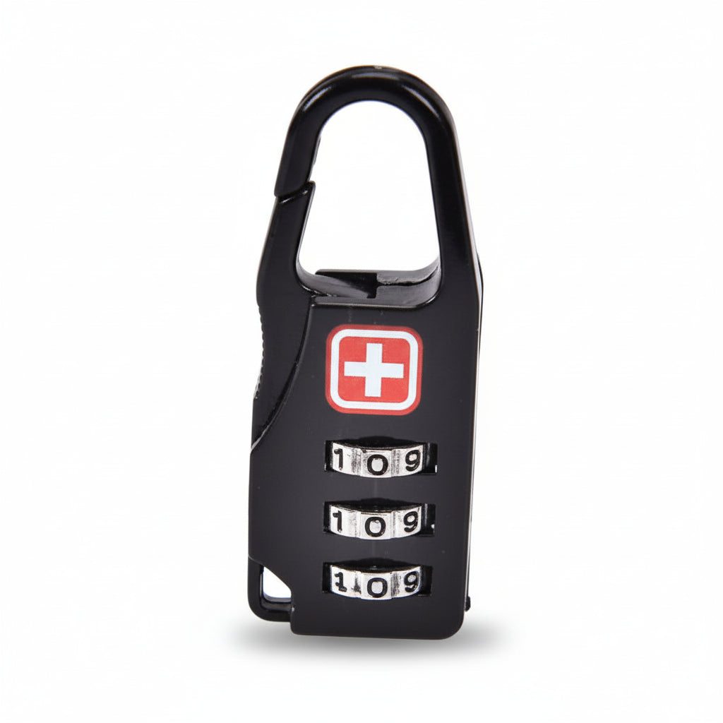 Mini cadenas à combinaison 3 chiffres avec symbole croix suisse noir