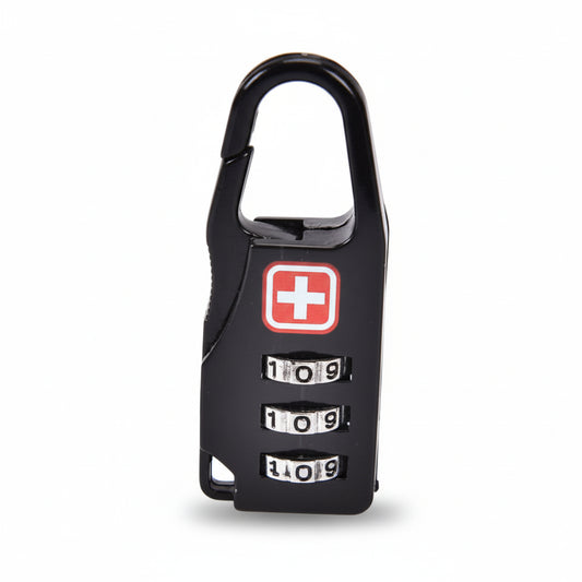 Mini cadenas à combinaison 3 chiffres avec symbole croix suisse noir