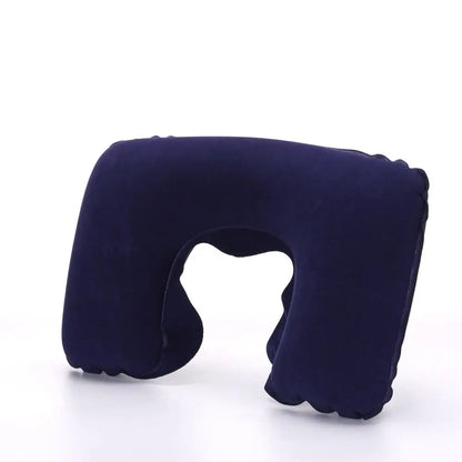 Coussin de Voyage Gonflable en Forme de U - Oreiller Cervical avec Housse en Spandex pour Avion et Transport