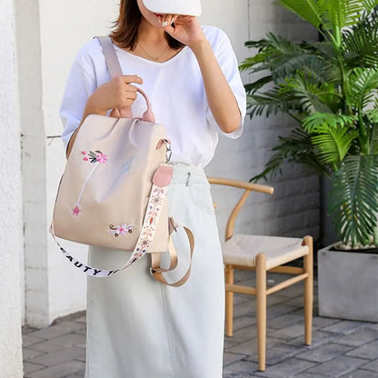 Sac à dos femme floral en tissu Oxford noir rose bleu