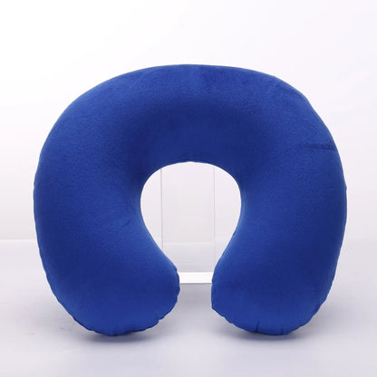 Coussin de Voyage Gonflable en Forme de U - Oreiller Cervical avec Housse en Spandex pour Avion et Transport