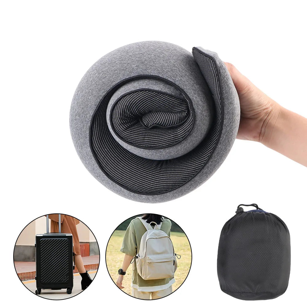 Oreiller de voyage pliable avec sac de rangement