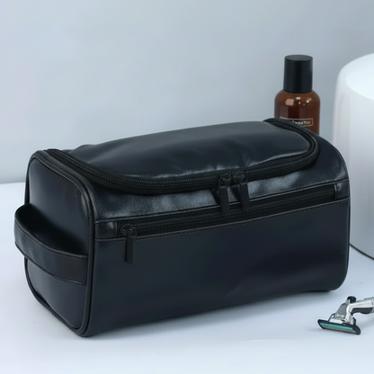 Trousse de toilette homme format boîte avec poignée