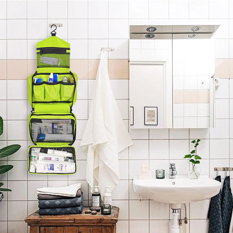Trousse de toilette suspendue de voyage grande capacité en tissu Oxford imperméable
