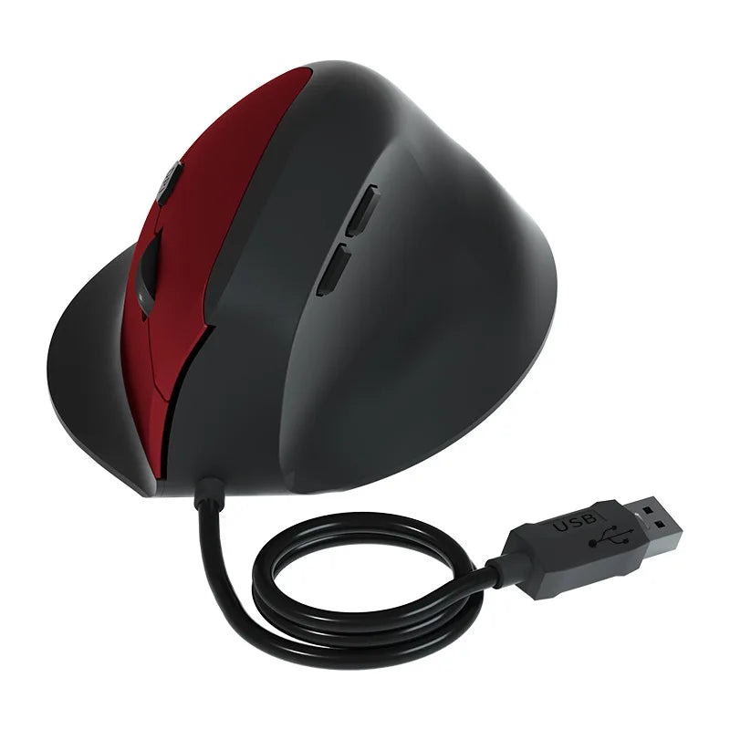 Souris ergonomique filaire avec boutons discrets idéale pour le télétravail en présence d'autres personnes sans nuisance sonore.
