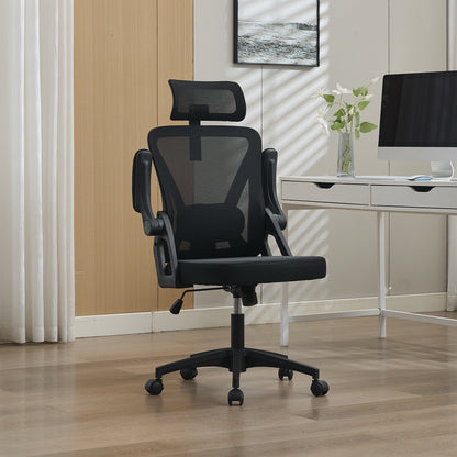 Fauteuil de bureau haut dossier avec accoudoirs pliables