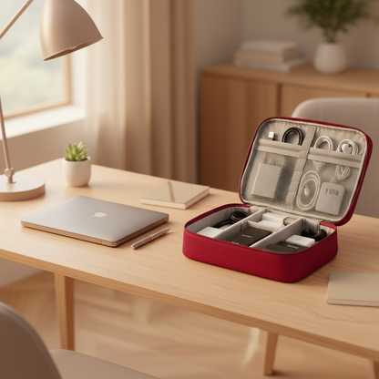 Organiseur tech compact pour bureau mobile et déplacements