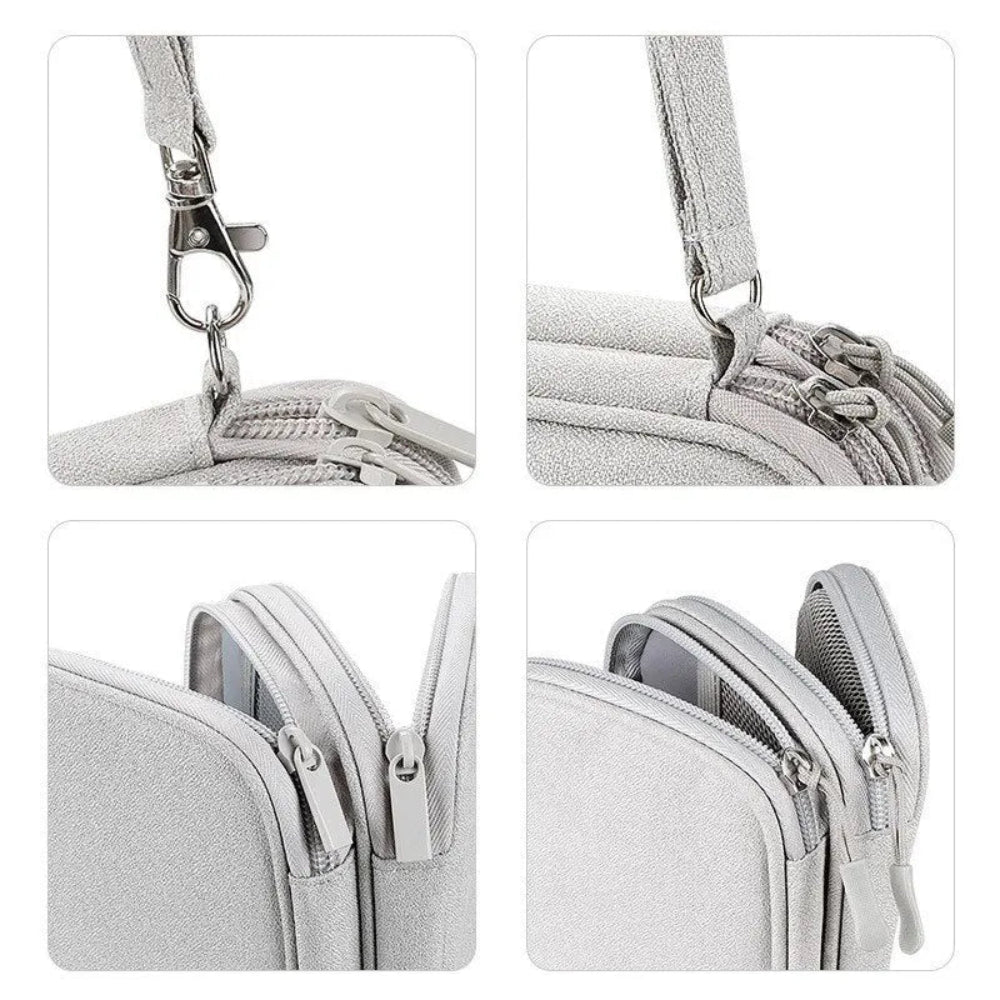 Pochette nomade pour accessoires numériques rangés dans un sac de voyage