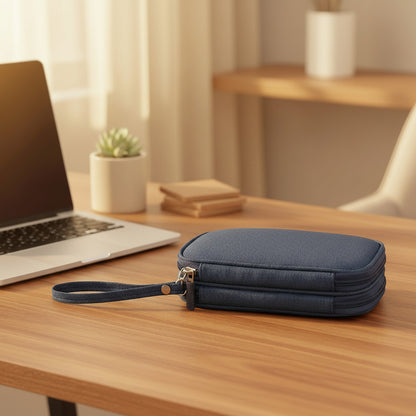 Sac de rangement plat pour câbles écouteurs et batteries en coloris gris
