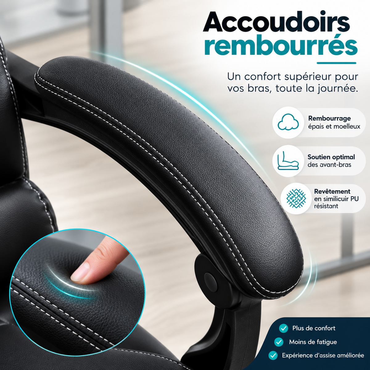 Chaise de bureau avec repose-pieds et fonction chauffante lombaire