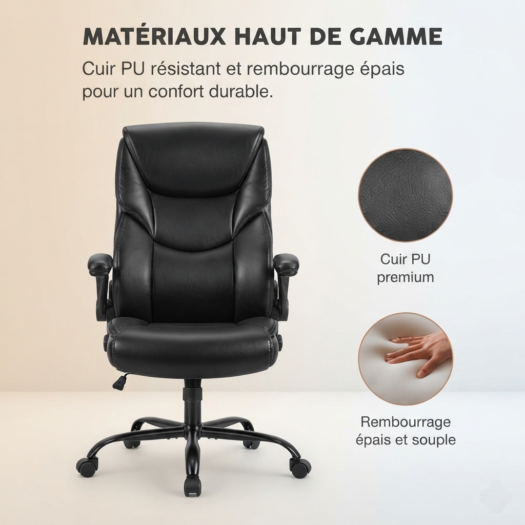 Chaise de bureau confortable avec rembourrage haute densité