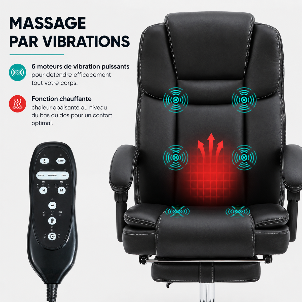 Fauteuil de bureau confortable avec 6 points de massage