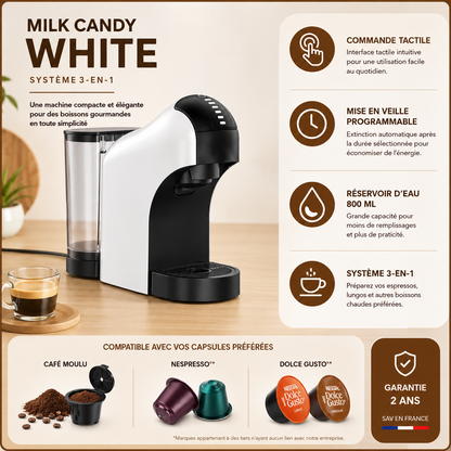 Machine à café couleur crème blanc et noir