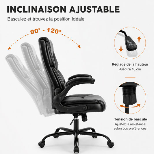 Fauteuil de bureau exécutif à dossier haut noir