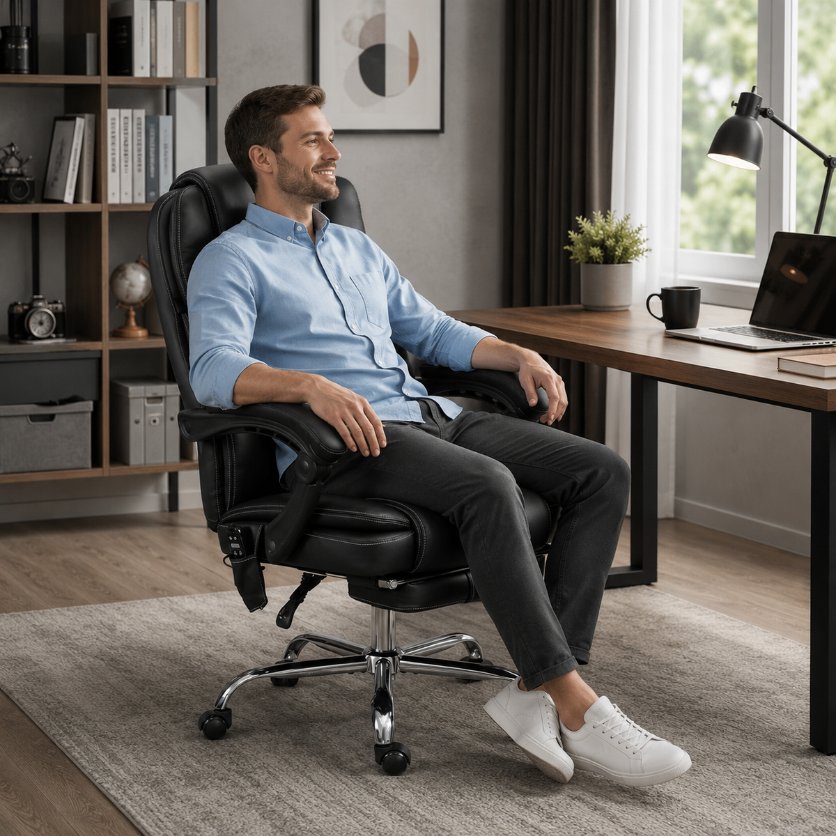 Chaise de bureau Vinsetto noire avec fonction massage