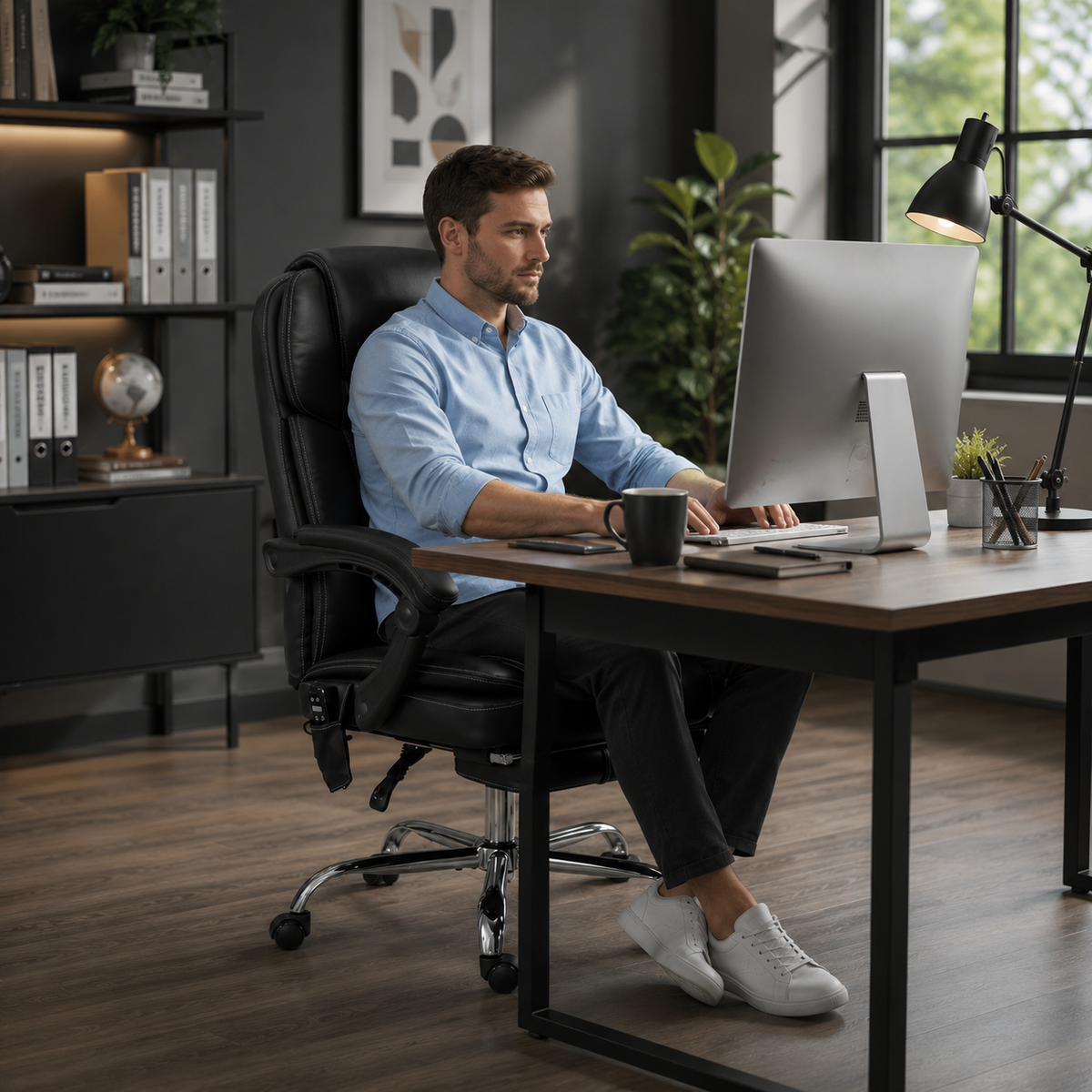 Chaise de bureau ergonomique avec dossier inclinable 135°