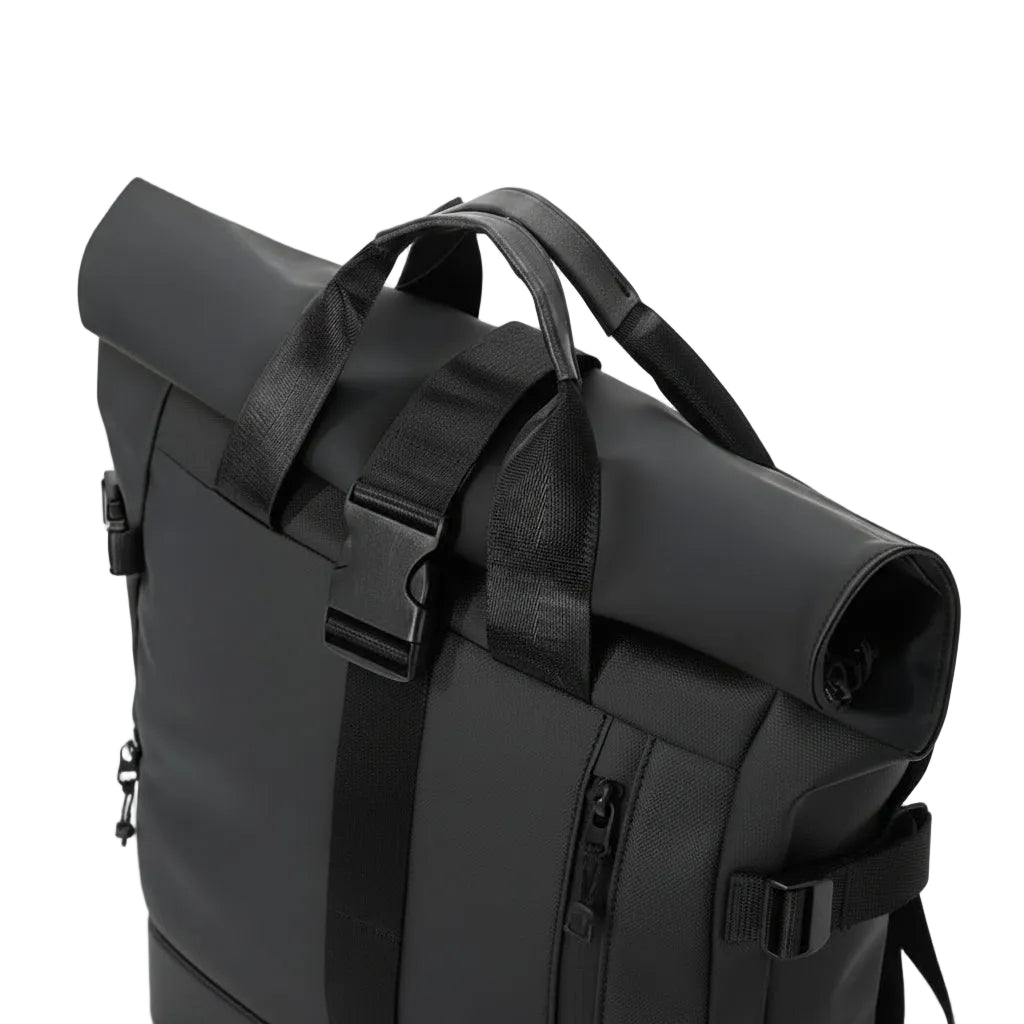 Sac à dos roll top avec tissu Oxford durable et résistant aux intempéries