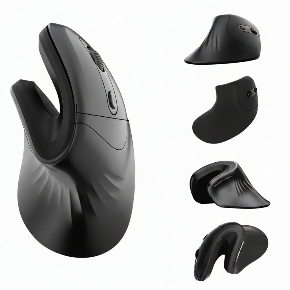 Vue latérale de la souris verticale ergonomique avec bouton DPI visible